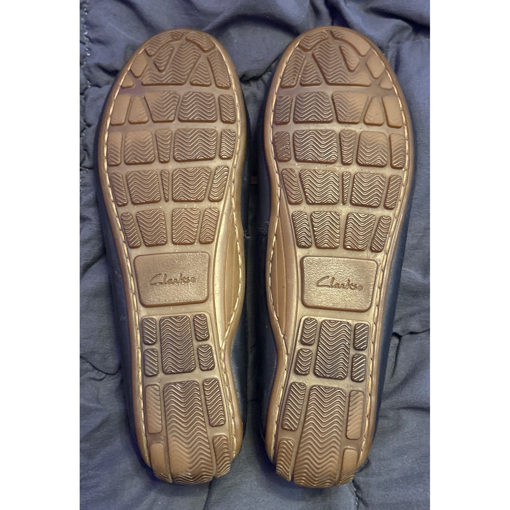 Clarks Collection Women's Navy Blue Leather Moccasin Loafers Bow Size 6.5 M - Picture 9 of 9